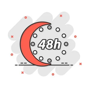48 hours clock icon in comic style. Timer countdown cartoon vector illustra.. 스톡 일러스트