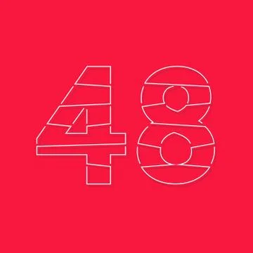 48 number, linear stroke font. Modern trendy, creative style design. For logo Stock Illustration