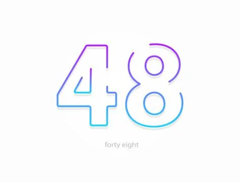 48 number, outline stroke gradient font. Trendy, dynamic creative style desig Stock Illustration