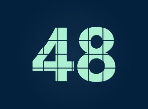 48 number, vector desing font.  Made of knife cut. For logo, brand label, des Stock Illustration