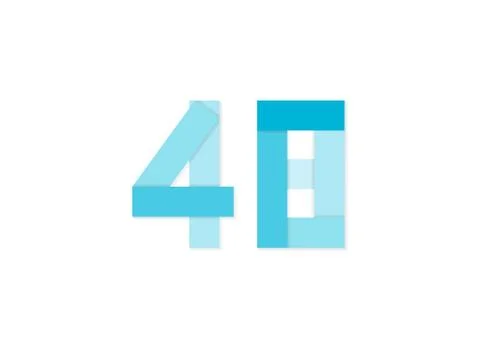 48 number, vector logo, paper cut desing font made of blue color tones .Isola Illustrazione stock
