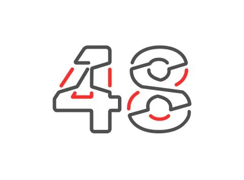 48 vector number. Modern trendy, creative style line design. For logo, brand  Stock Illustration