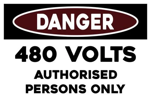 480 volts authorised persons only warning sign Stock Illustration