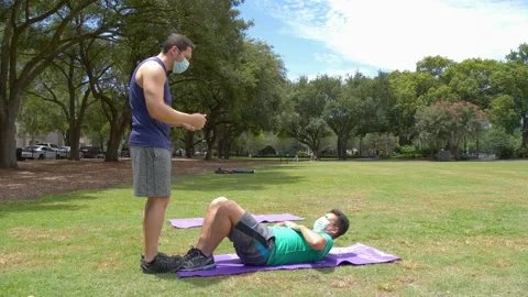 481 Workout partners working out at the park Stock-Footage 133522019
