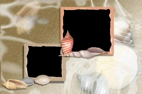 4814 Beach sand shells ocean water waves picture frame  Stock Footage 705702