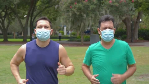 483 two people going for a jog during covid19 pandemic Stock-Footage 133787742