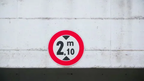 48678 Height Restriction Sign Indicating a Maximum Clearance of 2 10 Meters.. Stock Footage 304169704