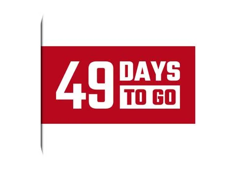 49 days to go red vector banner illustration isolated on white background Stock Illustration