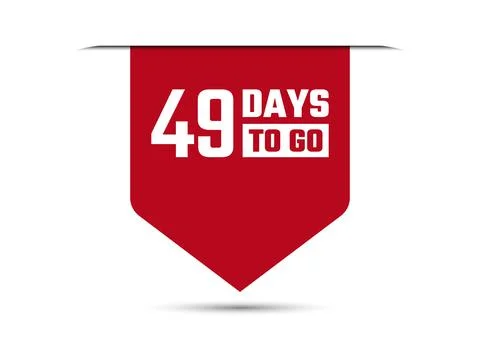 49 days to go red vector banner illustration isolated on white background Stock Illustration