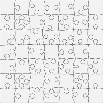 49 Grey Outline Background. Jigsaw Puzzle Banner. Stock Illustration