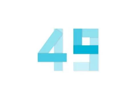 49 number, vector logo, paper cut desing font made of blue color tones .Isola Stock Illustration