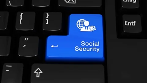 49. Social Security Rotation Motion On Computer Keyboard Button. Stock Footage 95391720