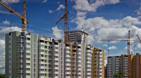 49 Under construction apartments, timelapse Video stock 27286474