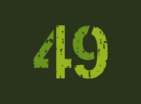 49 vector number made of grungy, grunge texture. Rubber stamp imprint style.  Stock Illustration