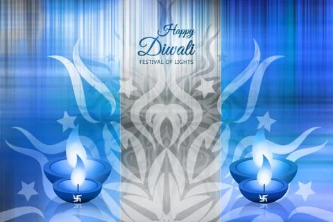 4BlueLampsDiwaliDesignBackground Stock Illustration