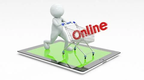4d cinema rendering of illustration online shopping Ilustración de archivo