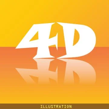 4D icon symbol Flat modern web design with reflection and space for your text. . 스톡 일러스트