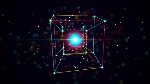 4D Quantum Tesseract Hypercube Futuristic Energy Loop Stock Footage 343076923