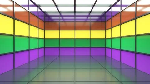 4d render. Multicolored room Stock-Illustration