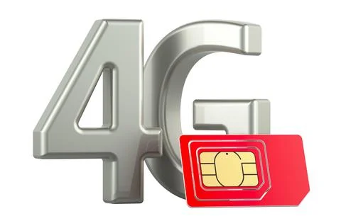 4G concept, with sim card. 3D rendering Stock Illustration