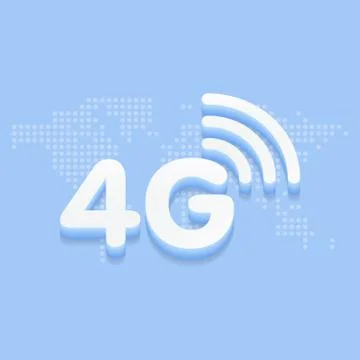 4G fast internet 3d sign in blue background and dotted world map vector ill.. イラスト素材