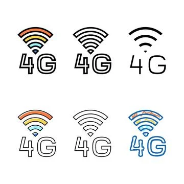 4g internet networking color icon styles vector Stock Illustration