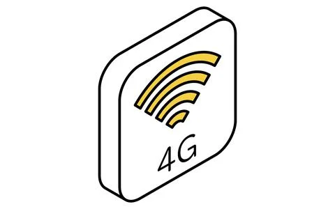 4G mobile network communication isometric line icon with antenna and signal.. Stock Illustration