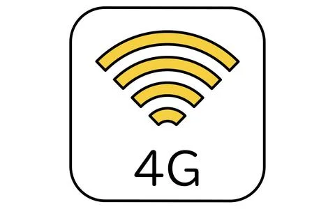 4G mobile network communication line icon with antenna and signal waves Stock Illustration