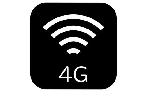 4G mobile network communication line icon with antenna and signal waves, bl.. Stock Illustration