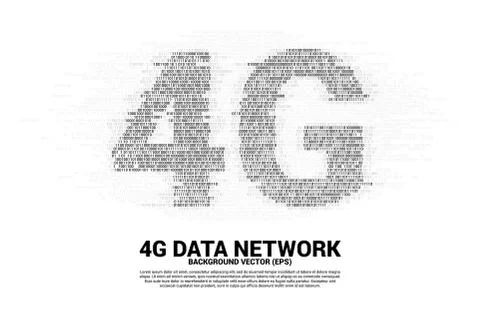 4G mobile networking with one and zero binary code digit matrix style. Stockillustratie