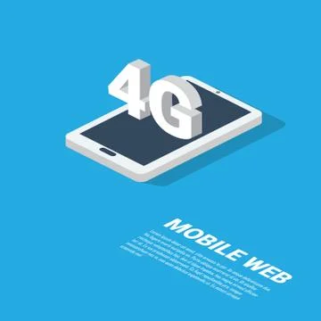4g mobile web technology presentation. Modern isometric smartphone design with Stock Illustration