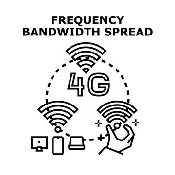 4g network connecting devices with frequency bandwidth spread Stock Illustration