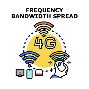 4g network connecting devices with frequency bandwidth spread Stock Illustration