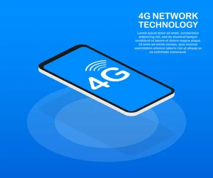 4G network wireless systems and internet. Communication network. Vector illus Stockillustratie