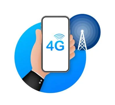 4G network wireless systems and internet. Communication network. Vector Stockillustratie