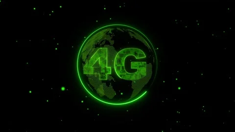 4G technology concept with green logo on globe. 4G technology neon ring. 4G.. Stock Footage 337021906