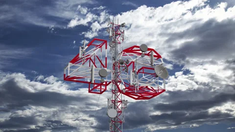 4G Telecommunication Base Station Cloud Timelapse Stockbeeldmateriaal 314004344