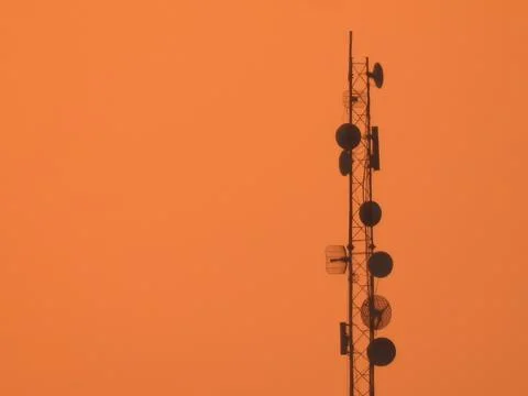 4G tower in sunset Foto stock