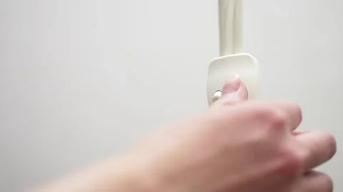 4K 10 bit. Turn off the lights. White switch close-up Stock Footage 154936004