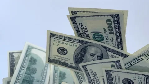 4k 100 dollar bills moving and waving. American money closeup. Stock Footage 160747034
