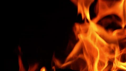 4K 100fps Super Slow Motion Ready - Intense Fire And Embers On Burning Logs Stock Footage 339176533