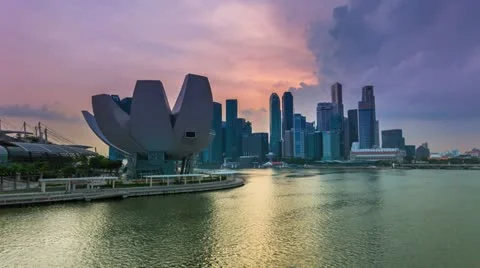 4k - 1080 -Timelapse - Singapore Marina Bay City Skyline Stock Footage