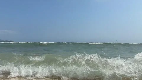 4K 120fps High Frame Rate Rolling Ocean Waves and White Sea Foam Video stock 330944153