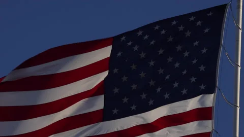 4K 120fps long shot of the 50 stars part of the United States of America flag Stock Footage 229201056