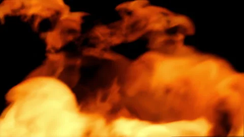 4k 150 Frames looping close-up fire black background Stock Footage 323887533