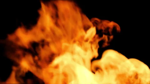 4k 150 Frames looping close-up fire black background Stock Footage 323887534
