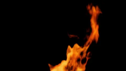 4k 150 Frames looping close-up side fire black background Stock Footage 323900736