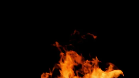 4k 150 Frames looping close-up side fire black background Stock Footage 323900741
