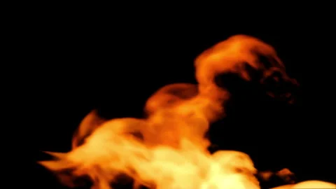 4k 150 Frames looping close-up side fire black background Stock Footage 323900742