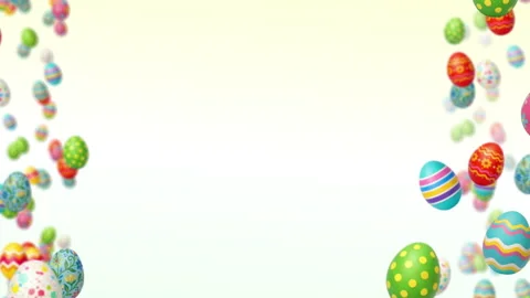 4K 16:9 Easter Eggs Floating Up Frame with Copy Space Stock Footage 330368279